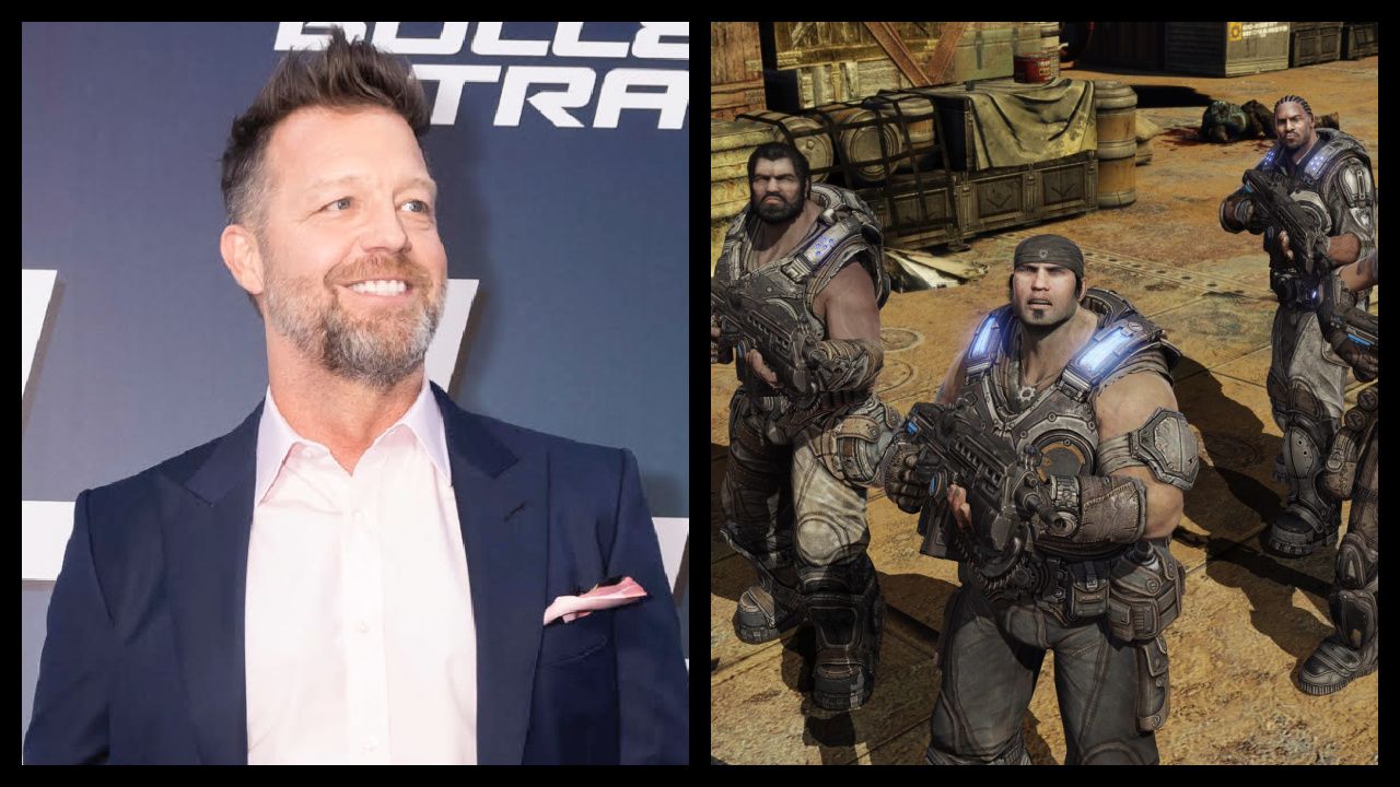 (Left) David Leitch in Paris for 'Bullet Train.' Credit: Oliver Vigerie/Sony Pictures. (Right) 'Gears of War 3'. Photo: Gearsofwar.com.