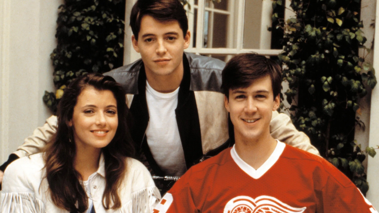 (L to R) Mia Sara, Matthew Broderick and Alan Ruck in 'Ferris Bueller's Day Off'. Photo: Paramount Pictures.