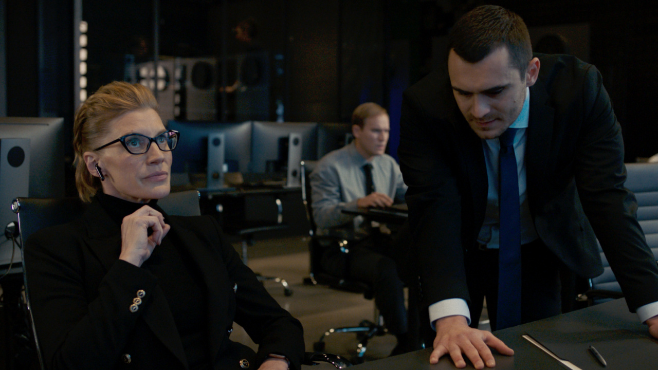 (L to R) Katee Sackhoff as Katherine Brunt and Marko Zaror as Chayenne in 'Fight or Flight'. Photo: Vertical.