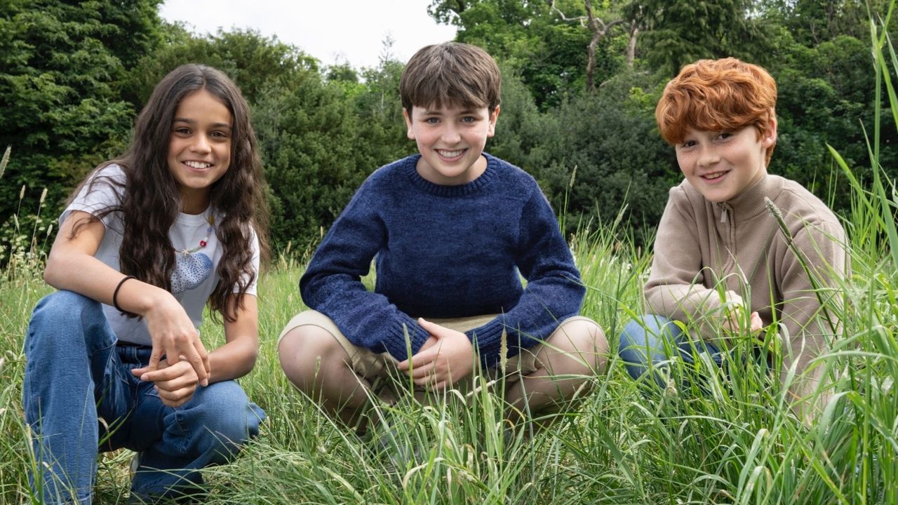 (L to R) Arabella Stanton, Dominic McLaughlin, and Alastair Stout, leads of the new HBO 'Harry Potter' series. Photo: Aidan Monaghan/HBO.