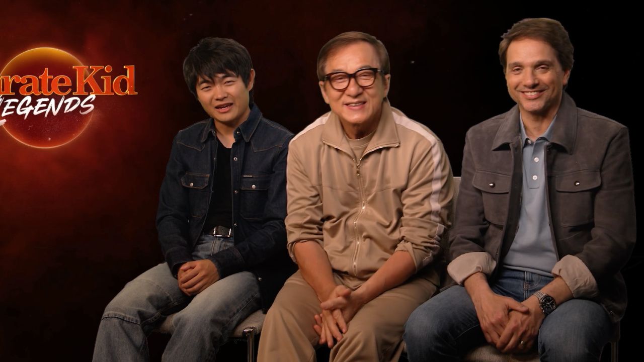 (L to R) Ben Wang, Jackie Chan and Ralph Macchio star in 'Karate Kid: Legends'.