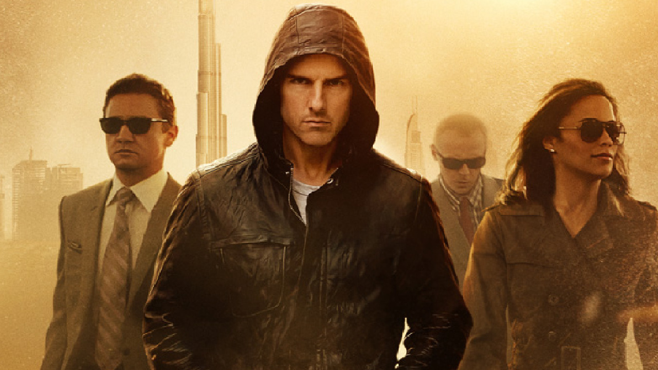 (L to R) Jeremy Renner, Tom Cruise Simon Pegg, and Paula Patton in 'Mission: Impossible – Ghost Protocol.' ©2021 Paramount Pictures. All Right Reserved.