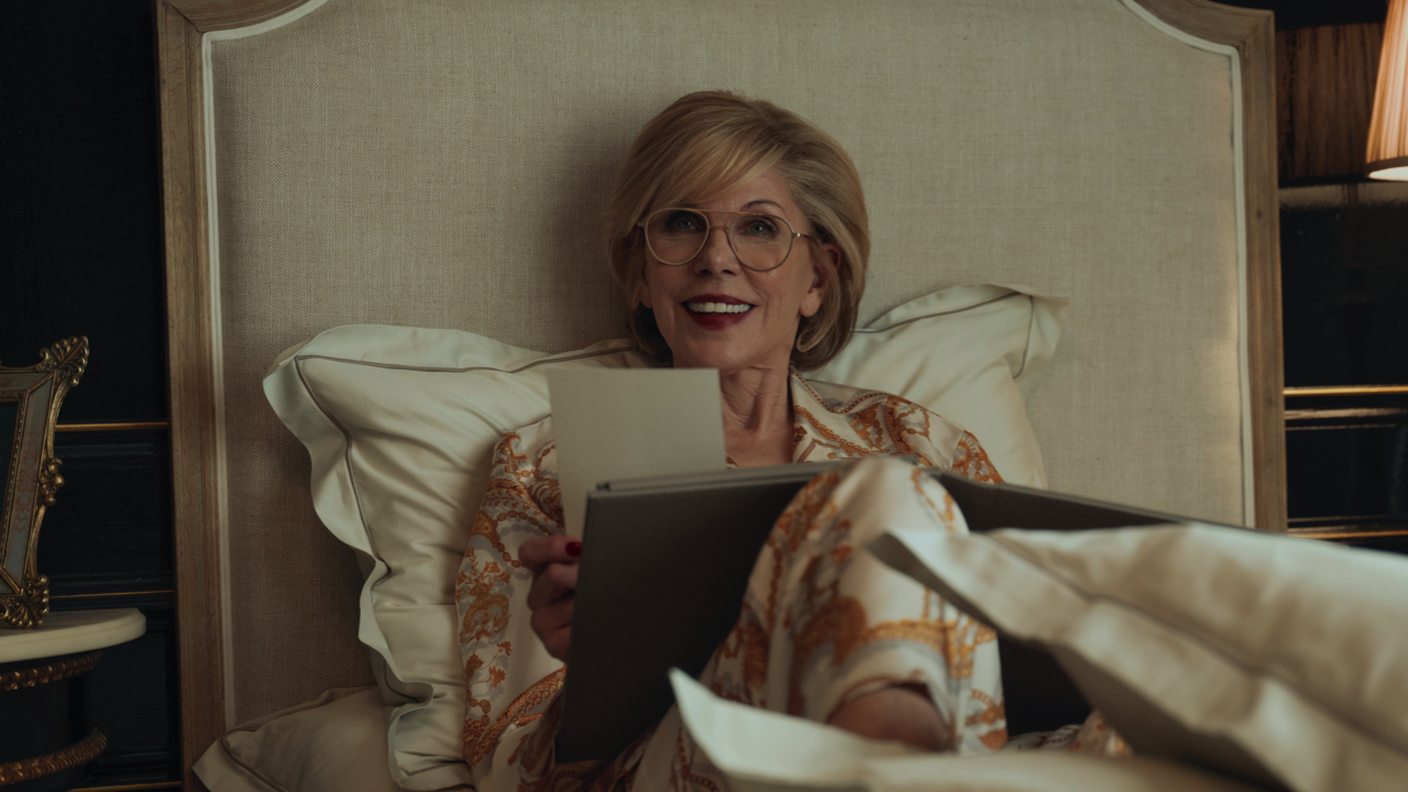 Christine Baranski in 'Nine Perfect Strangers,' premiering May 21, 2025 on Hulu. Photo: Disney/Reiner Bajo.