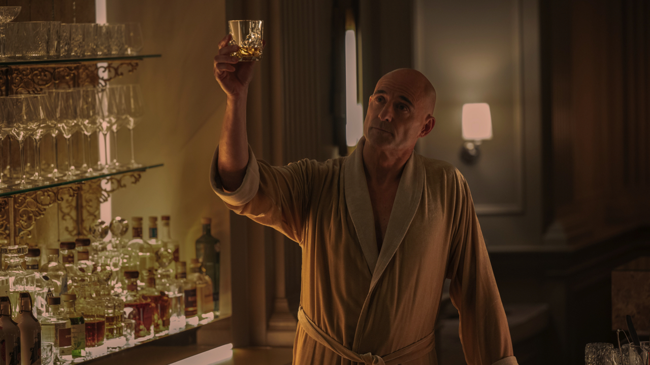 Mark Strong in 'Nine Perfect Strangers,' premiering May 21, 2025 on Hulu. Photo: Disney/Reiner Bajo.