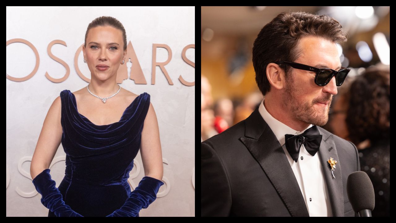 (Left) Scarlett Johansson arrives on the red carpet of the 97th Oscars® at the Dolby® Theatre at Ovation Hollywood on Sunday, March 2, 2025. Credit/Provider: Etienne Laurent / The Academy. Copyright: ©A.M.P.A.S.Scarlett Johansson arrives on the red carpet of the 97th Oscars® at the Dolby® Theatre at Ovation Hollywood on Sunday, March 2, 2025. Credit/Provider: Etienne Laurent / The Academy. Copyright: ©A.M.P.A.S. (Right) Miles Teller arrives on the red carpet of the 97th Oscars® at the Dolby® Theatre at Ovation Hollywood on Sunday, March 2, 2025. Credit/Provider: Aaron Poole / ©A.M.P.A.S. Copyright: ©A.M.P.A.S.