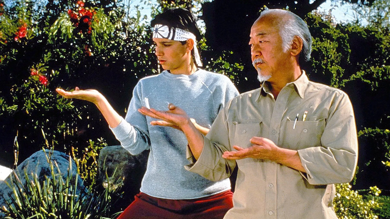 (L to R) Ralph Macchio as Daniel LaRusso and Pat Morita as Mr. Miyagi in 'The Karate Kid Part III.' Photo: Columbia Pictures.