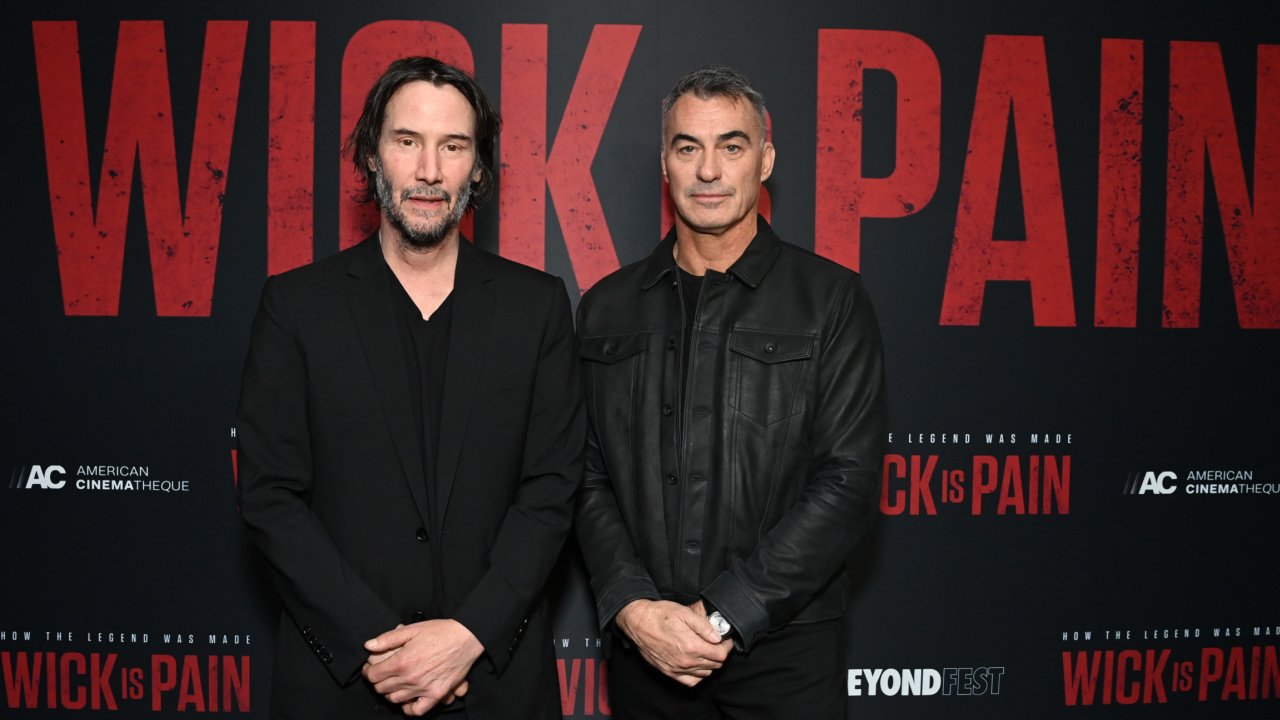 (L to R) Keanu Reeves and Chad Stahelski attend 'Wick Is Pain' Screening At Beyond Fest at Aero Theatre on May 08, 2025 in Santa Monica, California. Photo: Jon Kopaloff/Getty Images for Lionsgate.