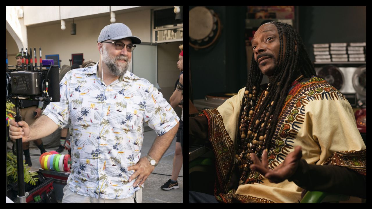 (Left) Director Craig Brewer on the set of 'Coming 2 America'. Photo: Amazon Prime Video. (Right) Snoop Dogg in 'Dolemite Is My Name'. Photo: François Duhamel/Netflix.