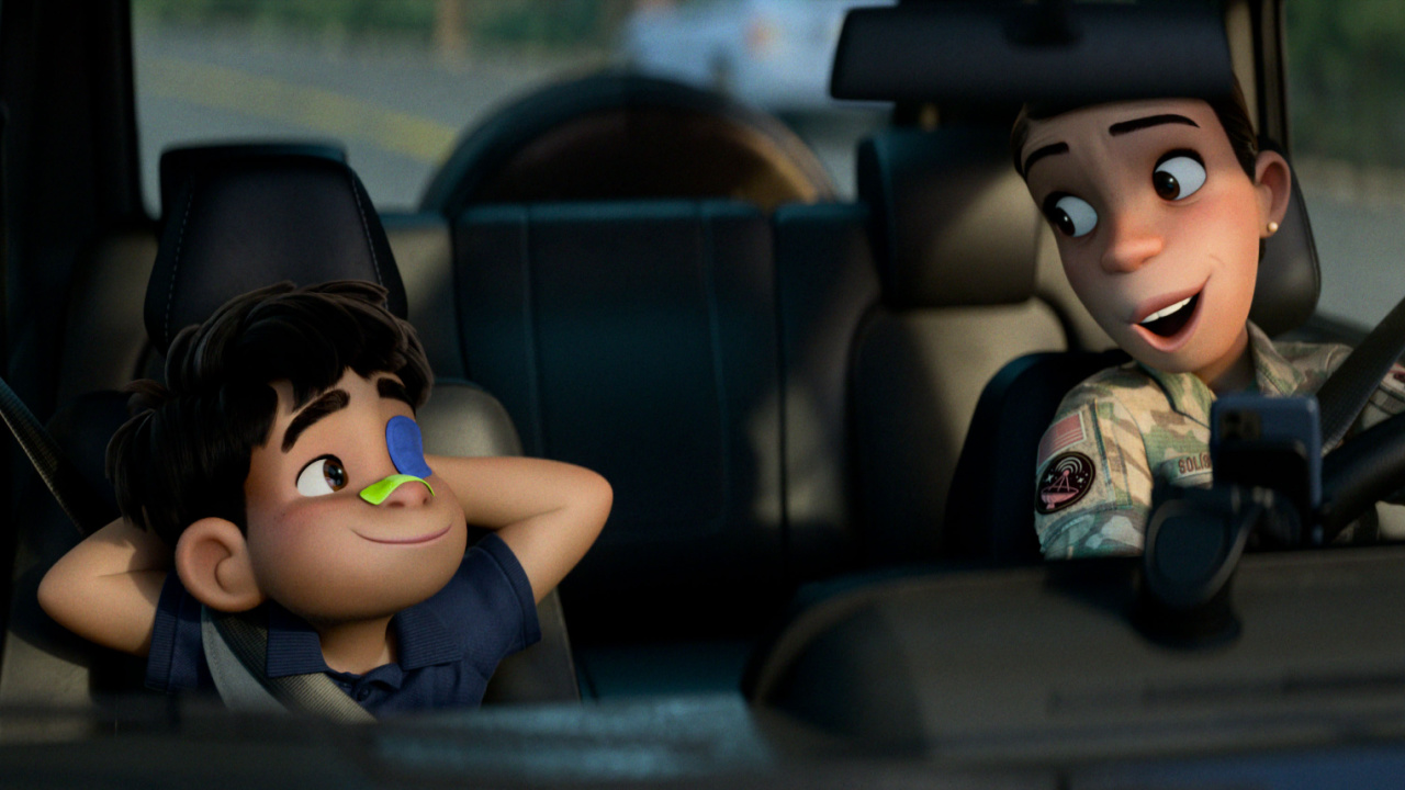(L to R) Yonas Kibreab and Zoe Saldaña in 'Elio'. Directed by Madeline Sharafian, Domee Shi and Adrian Molina, and produced by Mary Alice Drumm, Disney and Pixar’s 'Elio' releases in theaters June 20, 2025. © 2024 Disney/Pixar. All Rights Reserved.