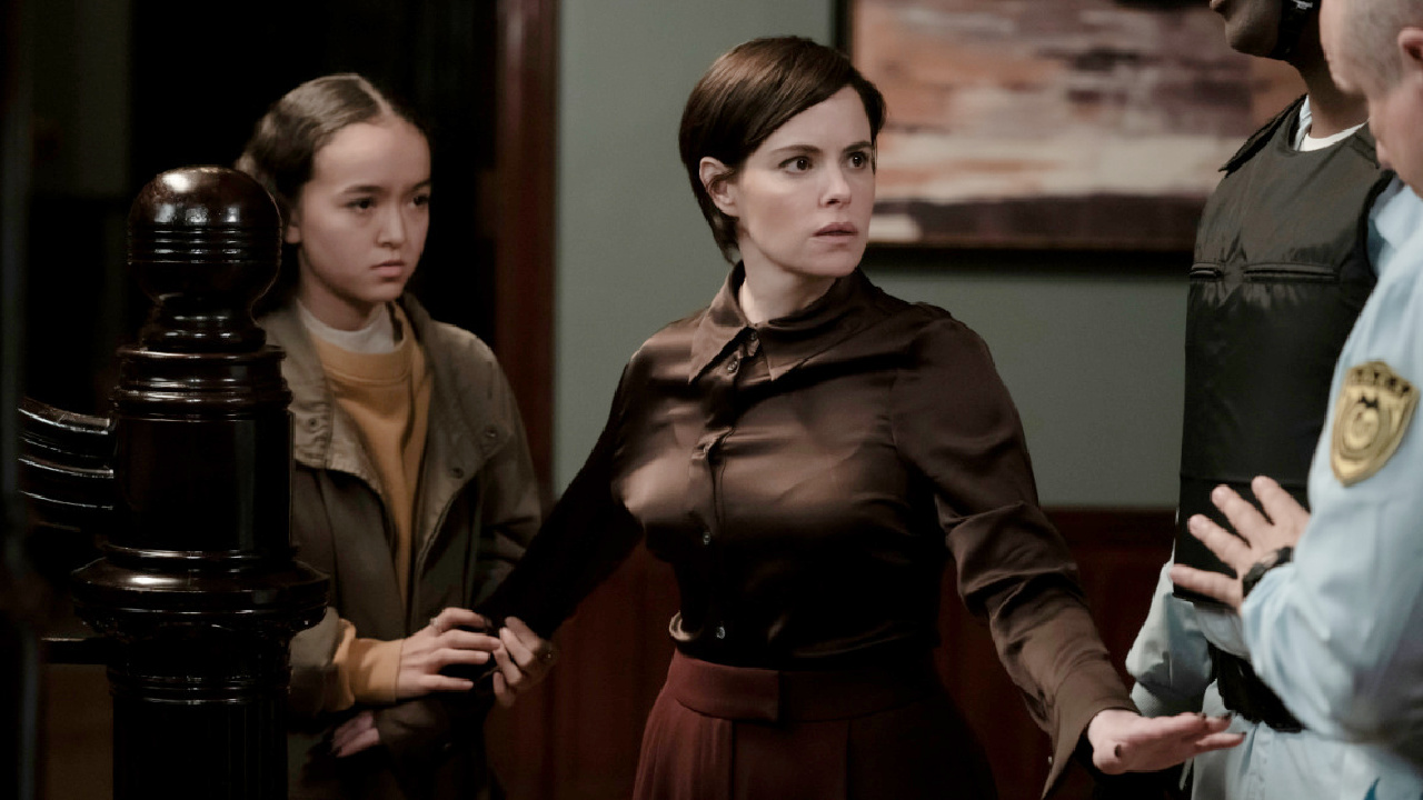 (L to R) Sirena Gulamgaus, Emily Hampshire, and Enrico Colantoni in Caitlin Cronenberg's 'Humane.' Courtesy of Robin Cymbaly. An IFC Films & Shudder Release.