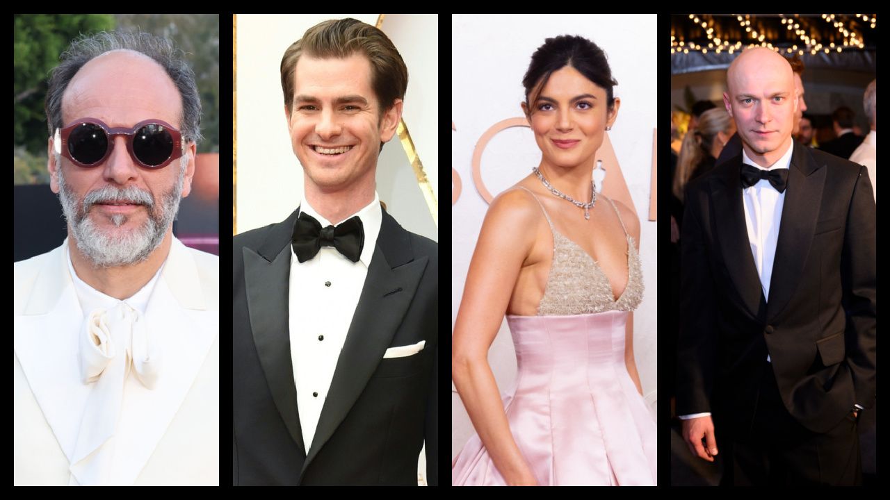 (Left) Director Luca Guadagnino attends the Los Angeles Premiere of Amazon MGM Studios’ 'Challengers' at Regency Village Theatre on April 16, 2024 in Los Angeles, California. Photo by Eric Charbonneau/Getty Images for Amazon MGM Studios. (Center Left) Andrew Garfield arrives on the red carpet for the 89th Oscars on February 26, 2017 in Hollywood, California. Photo: Valerie Macon/AFP/Getty Images. (Center Right) Monica Barbaro arrives on the red carpet of the 97th Oscars® at the Dolby® Theatre at Ovation Hollywood on Sunday, March 2, 2025. Credit/Provider: Etienne Laurent / The Academy. Copyright: ©A.M.P.A.S. (Right) Yura Borisov attends the Governors Ball following the live ABC telecast of the 97th Oscars® at the Dolby® Theatre at Ovation Hollywood in Los Angeles, CA, on Sunday, March 2, 2025. Credit/Provider: Heather Swift / The Academy. Copyright: ©A.M.P.A.S.
