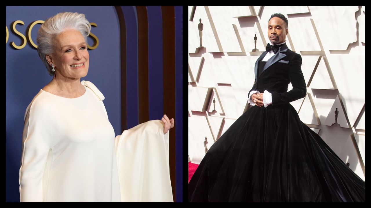 (Left) Glenn Close arrives at the 14th Governors Awards in the Ray Dolby Ballroom at Ovation Hollywood on Tuesday, January 9, 2024. Credit/Provider: Trae Patton / @ A.M.P.A.S. Copyright: ©A.M.P.A.S. (Right) Billy Porter arrives on the red carpet of The 91st Oscars® at the Dolby® Theatre in Hollywood, CA on Sunday, February 24, 2019. Credit/Provider: Phil McCarten / ©A.M.P.A.S. Copyright: ©A.M.P.A.S.