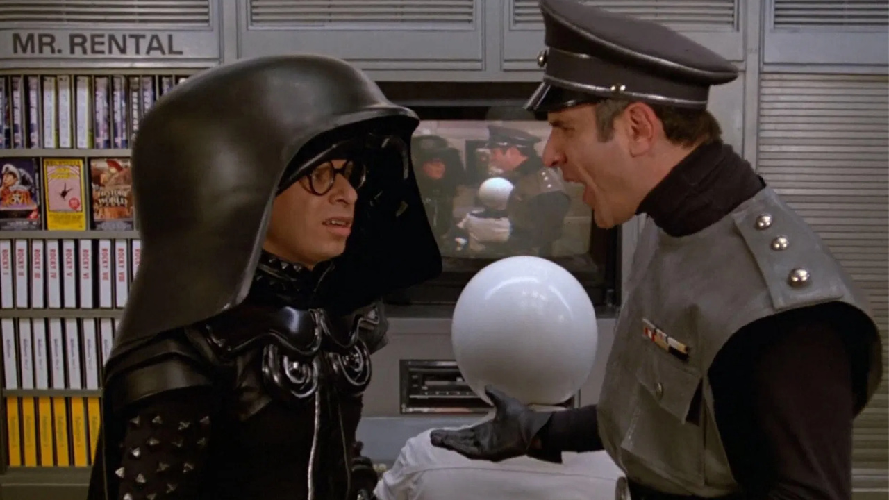 (L to R) Rick Moranis as Dark Helmet and George Wyner as Colonel Sandurz in 'Spaceballs'. Photo: Metro-Goldwyn-Mayer.