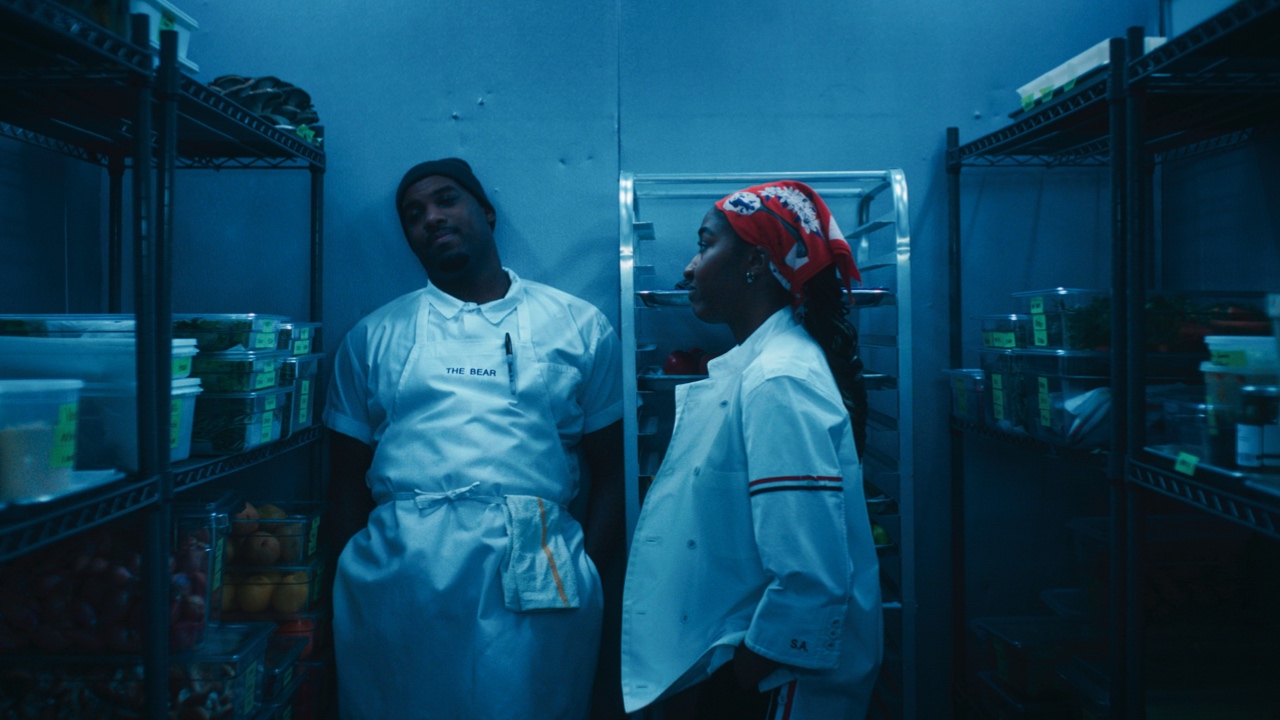 (L to R) Lionel Boyce as Marcus Brooks, Ayo Edebiri as Sydney Adamu in 'The Bear' Season 4. Photo: FX © 2025 FX Networks. All Rights Reserved.