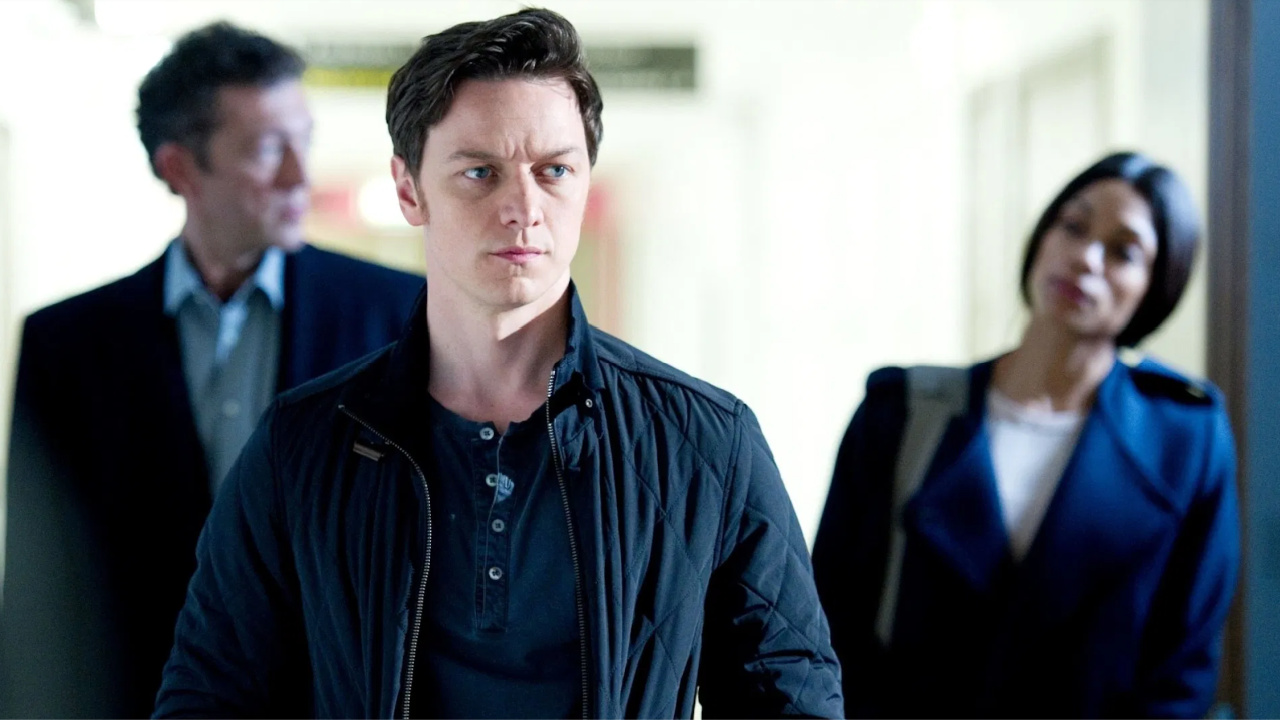 (L to R) Vincent Cassel, James McAvoy and Rosario Dawson in 'Trance'. Photo: