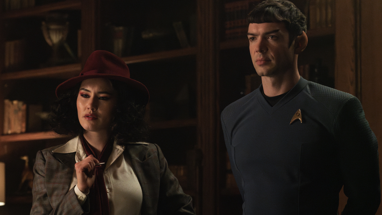 (L to R) Christina Chong as Laían and Ethan Peck as Spock in season 3 , Episode 4 of ‘Strange New Worlds’ streaming on Paramount+. Photo Credit: Marni Grossman/Paramount+.