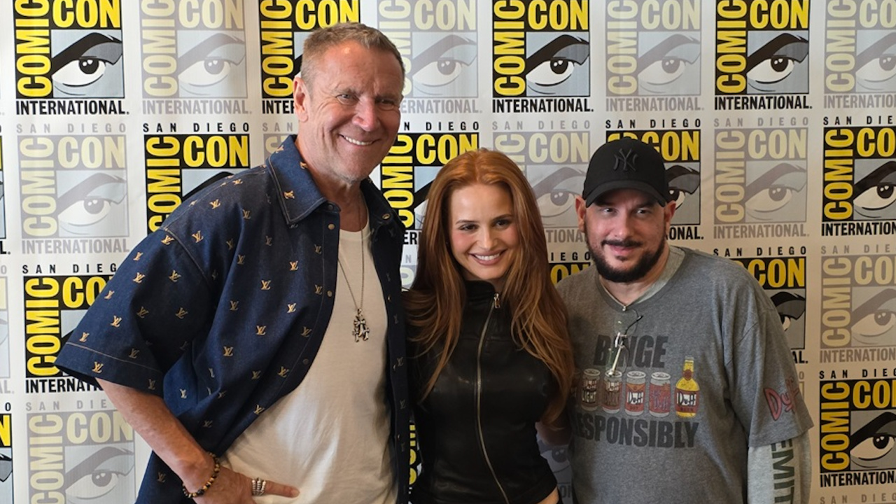 (L to R) Renny Harlin, Madelaine Petsch and Courtney Solomon at San Diego Comic-Con 2025.