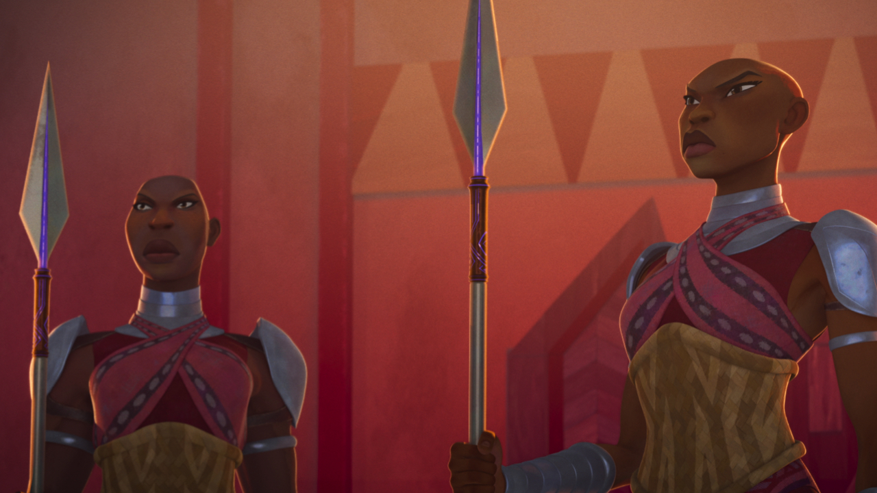 Members of the Dora Milaje in Marvel Animation's 'Eyes of Wakanda', exclusively on Disney+. Photo courtesy of Marvel. © 2025 MARVEL. All Rights Reserved.