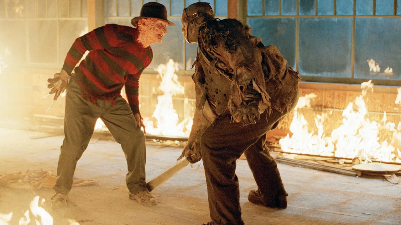 (L to R) Freddy Krueger (Robert Englund) and Jason Voorhees (Ken Kirzinger) in 'Freddy vs. Jason'. Photo: New Line Cinema.
