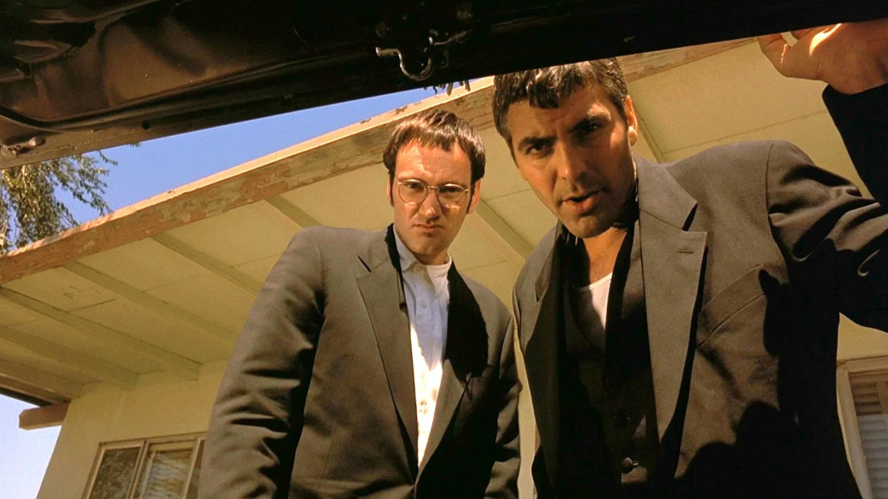 (L to R) Quentin Tarantino and George Clooney in 'From Dusk till Dawn'. Photo: Miramax Films.