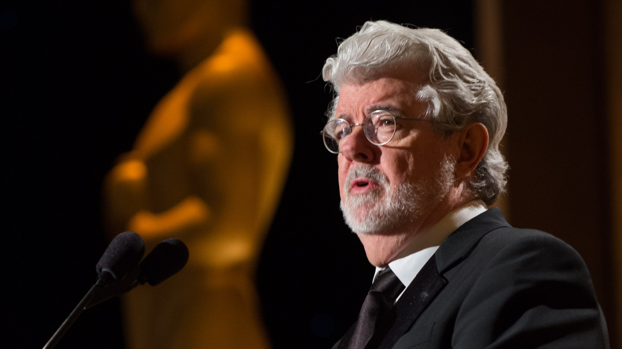 Oscar®-nominated writer/director/producer George Lucas speaks as part of the award presentation to Jean Hersholt Humanitarian Award recipient Angelina Jolie during the 2013 Governors Awards at The Ray Dolby Ballroom at Hollywood & Highland Center® in Hollywood, CA, on Saturday, November 16, 2013. Credit/Provider: Matt Petit / ©A.M.P.A.S. Copyright: ©A.M.P.A.S.