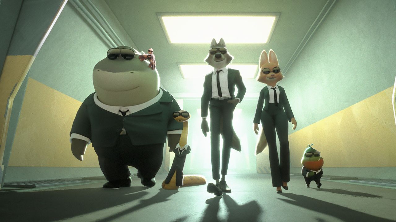 (from left) Shark (Craig Robinson), Tarantula (Awkwafina), Snake (Marc Maron), Wolf (Sam Rockwell), Diane Foxington (Zazie Beetz) and Piranha (Anthony Ramos) in DreamWorks Animation’s 'The Bad Guys 2', directed by Pierre Perifel. © DreamWorks Animation LLC. All Rights Reserved.
