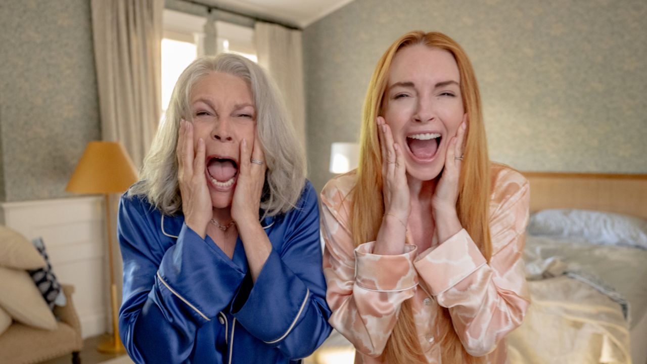 (L-R) Jamie Lee Curtis as Tess Coleman and Lindsay Lohan as Anna Coleman in Disney's live-action ‘Freakier Friday’. Photo by Glen Wilson © 2024 Disney Enterprises, Inc. All Rights Reserved.