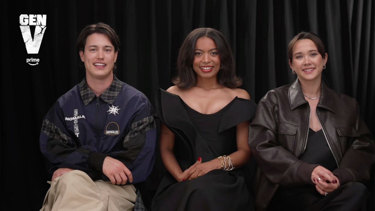 (L to R) Derek Luh, Jaz Sinclair and London Thor star in 'Gen V' season 3.