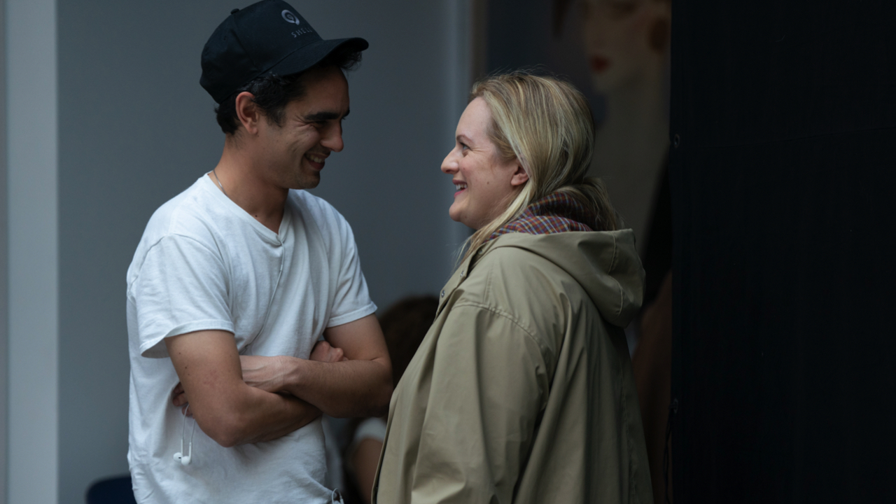 (L to R) Director Max Minghella and actor Elisabeth Moss on the set of 'Shell'. Photo: © 2025 Paramount Pictures.