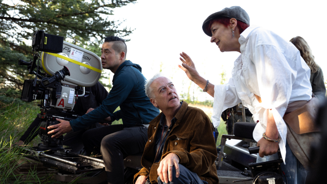 Director Lynne Ramsay on the set of 'Die My Love'. Photo Kimberley French/Mubi.