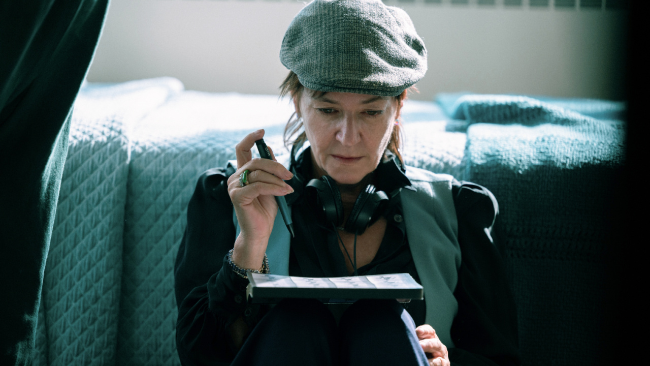 Director Lynne Ramsay on the set of 'Die My Love'. Photo Kimberley French/Mubi.