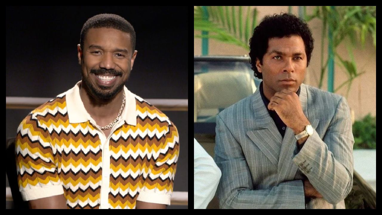 (Left) Michael B. Jordan directs and stars as Adonis Creed in 'Creed III.' (Right) Philip Michael Thomas in the TV series 'Miami Vice'. Photo: NBC/Universal.