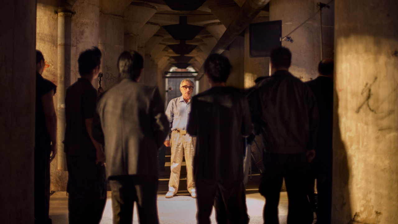 Archival photo of Martin Scorsese on the set of 'The Departed' featured in 'Mr. Scorsese,' premiering October 17, 2025 on Apple TV+.