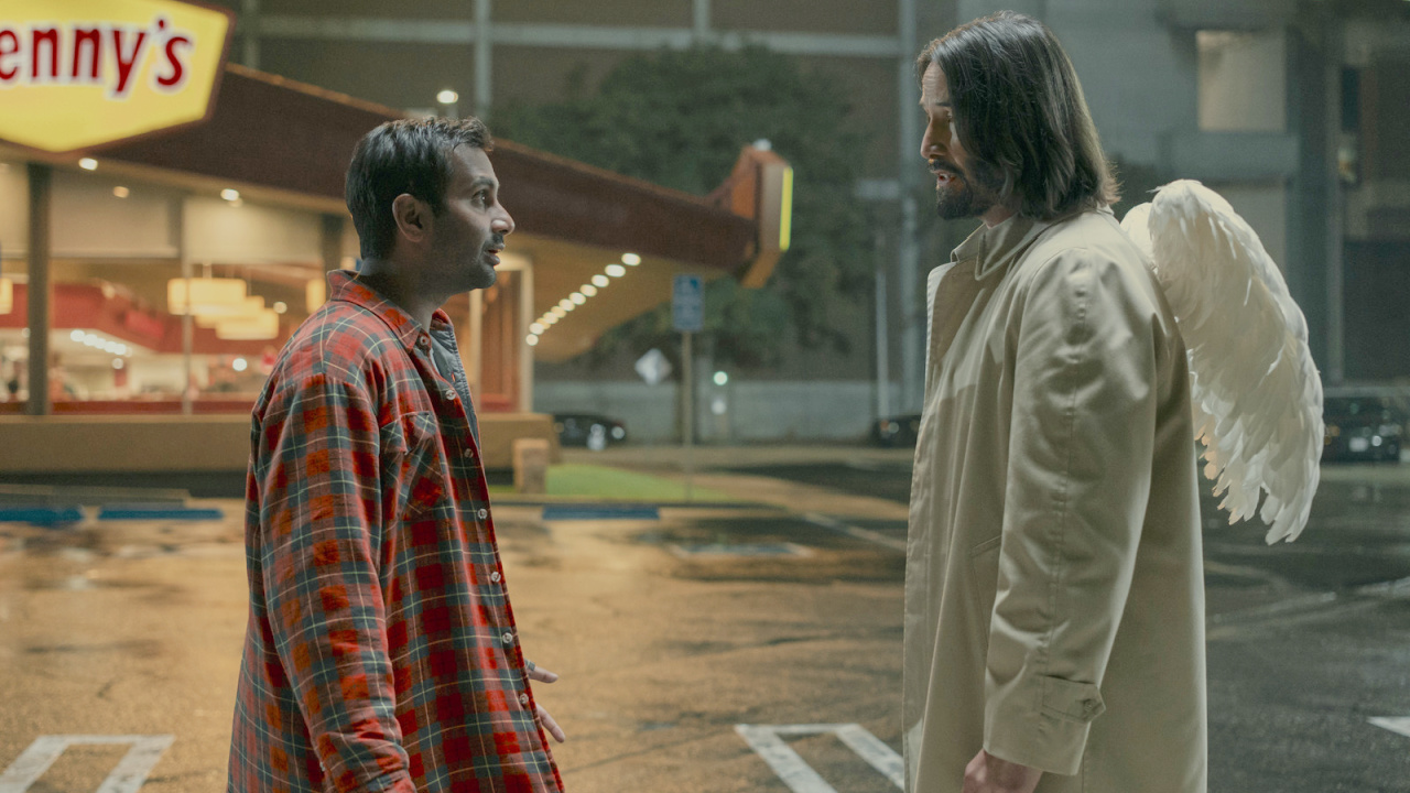 (L to R) Aziz Ansari and Keanu Reeves in 'Good Fortune'. Photo: Lionsgate.