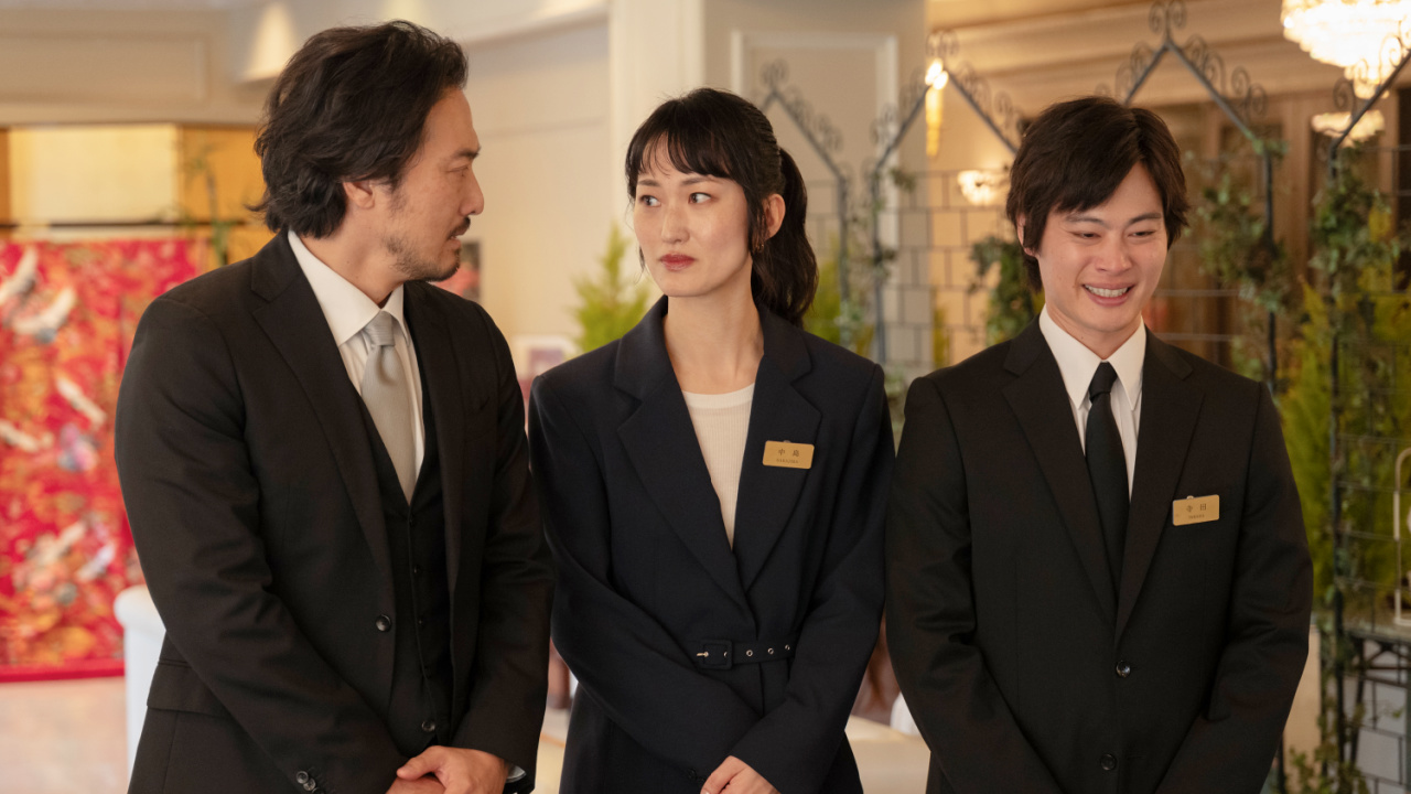 (L to R) Takehiro Hira, Mari Yamamoto, and Bun Kimura in 'Rental Family'. Photo by James Lisle/Searchlight Pictures. © 2025 Searchlight Pictures. All Rights Reserved.