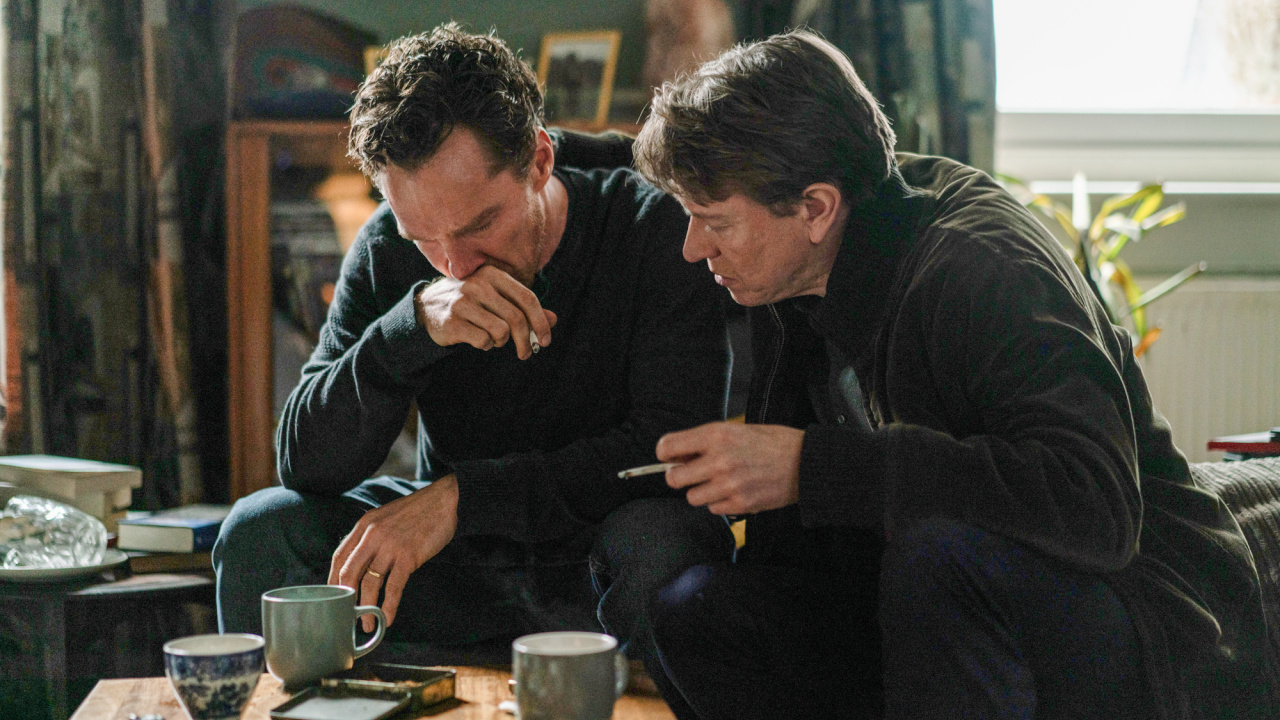 (L to R) Benedict Cumberbatch, and Leo Bill in 'The Things with Feathers'. Photo: Vue Lumière.