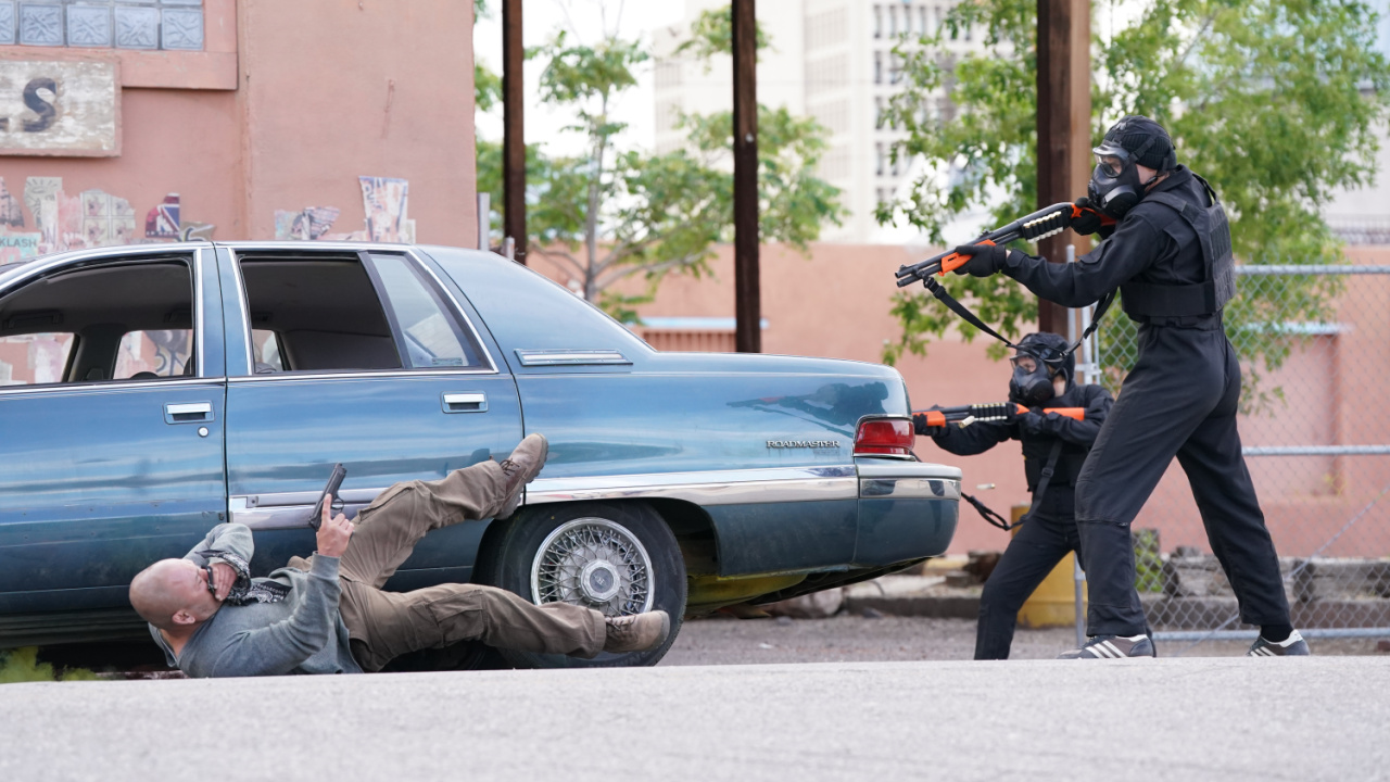 (Left) Dave Bautista in 'Trap House'. Photo: Courtesy of AURA Entertainment.