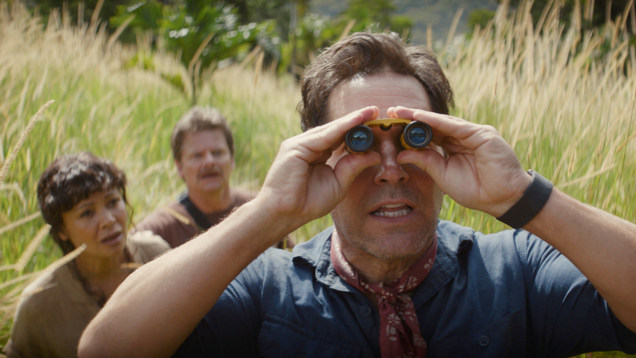 (L to R) Claire (Thandiwe Newton), Kenny (Steve Zahn), and Griff (Paul Rudd) in Columbia Pictures' 'Anaconda'. © 2025 CTMG, Inc. All Rights Reserved.