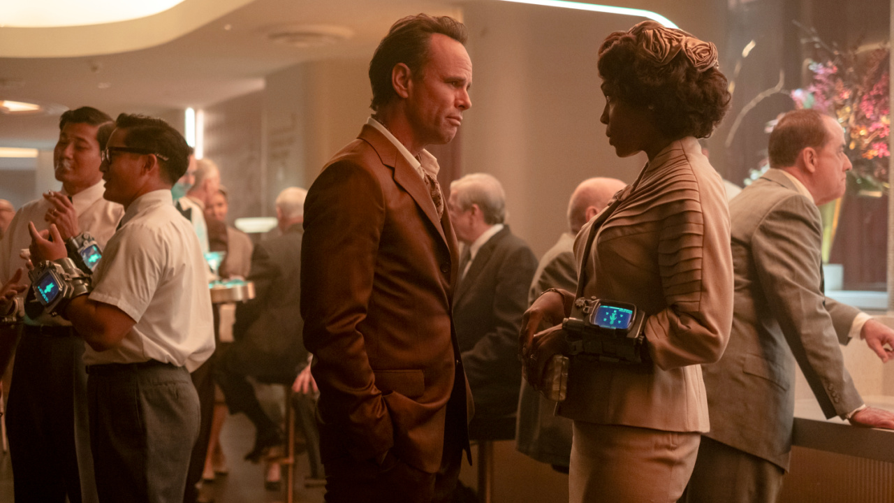 (L to R) Walton Goggins and Frances Turner in 'Fallout' Season 2. Photo Credit: Lorenzo Sisti / Prime. Copyright: © Amazon Content Services LLC.