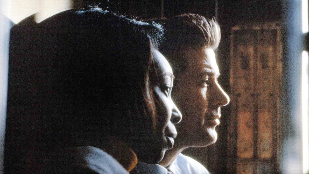 (L to R) Whoopi Goldbreg and Alec Baldwin in 'Ghosts of Mississippi'. Photo: Sony Pictures Releasing.