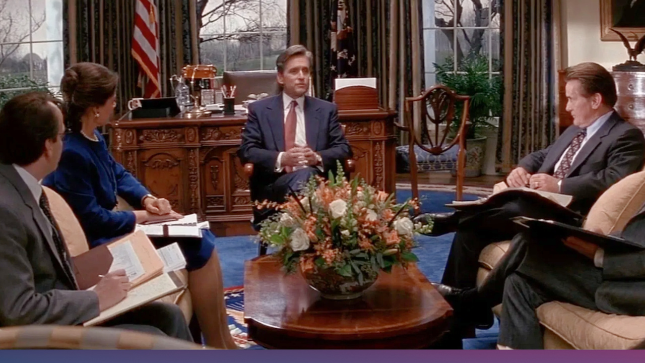 (L to R) Michael Douglas and Martin Sheen in 'The American President'. Photo: Columbia Pictures.
