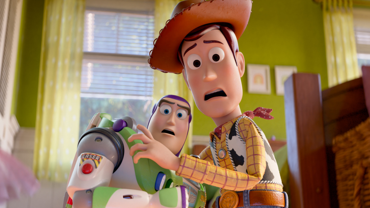 (L to R) Buzz Lightyear (voiced by Tim Allen) and Woody (voiced by Tom Hanks) in Disney and Pixar's TOY STORY 5. Photo courtesy of Disney/Pixar. © 2025 Disney/Pixar. All Rights Reserved.