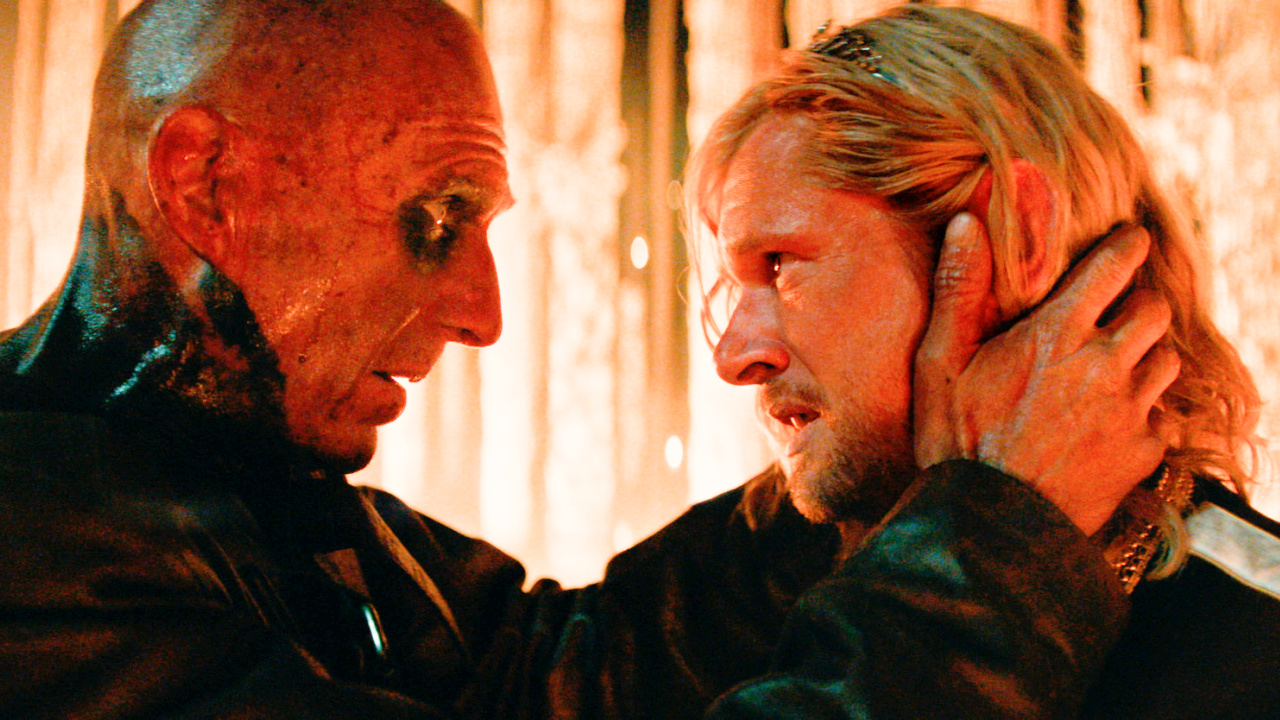 (L to R) Dr. Kelson (Ralph Fiennes) and Sir Jimmy Crystal (Jack O’Connell) in Columbia Pictures’ '28 Years Later: The Bone Temple'. Photo: Courtesy of Sony Pictures. © 2025 CTMG, Inc. All Rights Reserved.