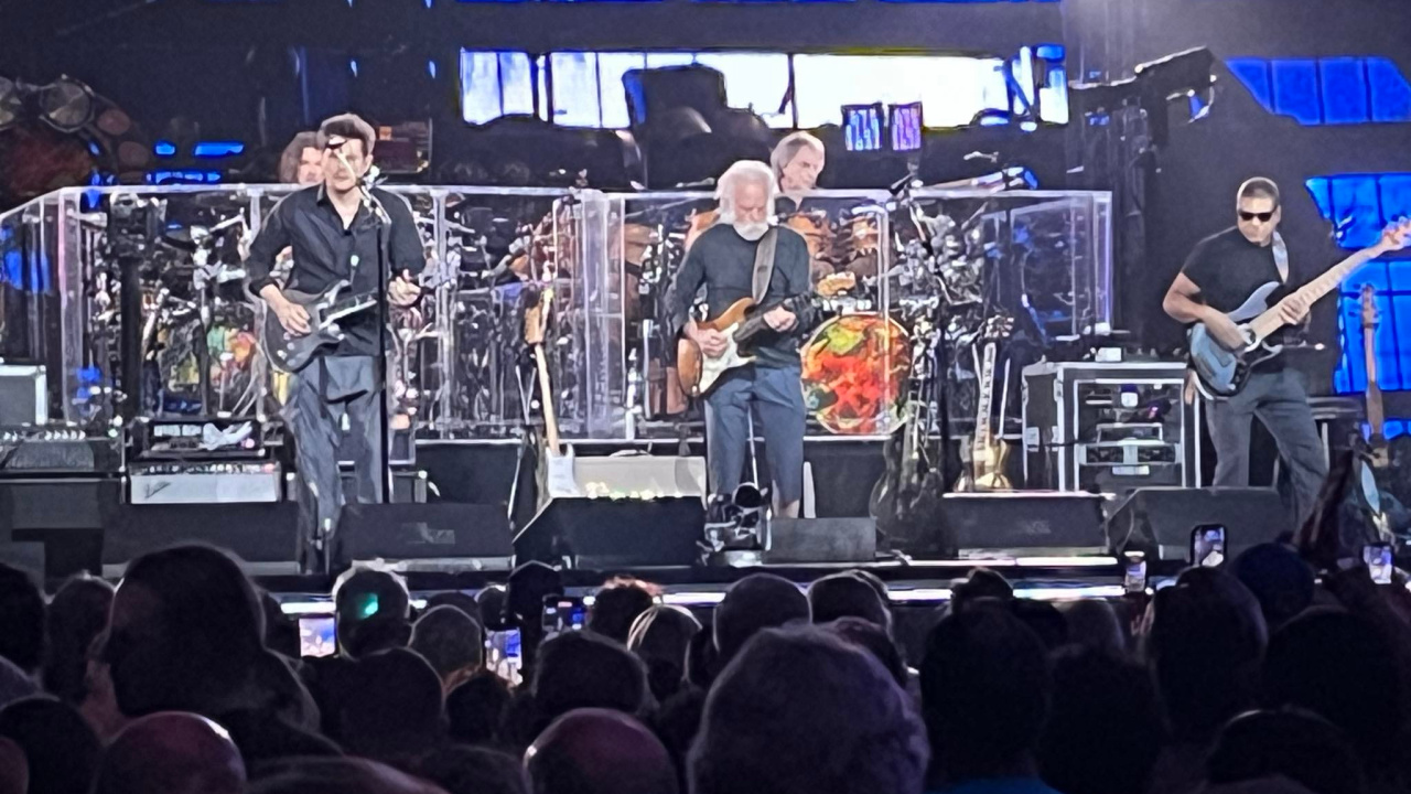 (L to R) John Mayer, Bob Weir and Dead & Company performing at the Sphere in Las Vegas in 2024. Photo: Jami Philbrick.