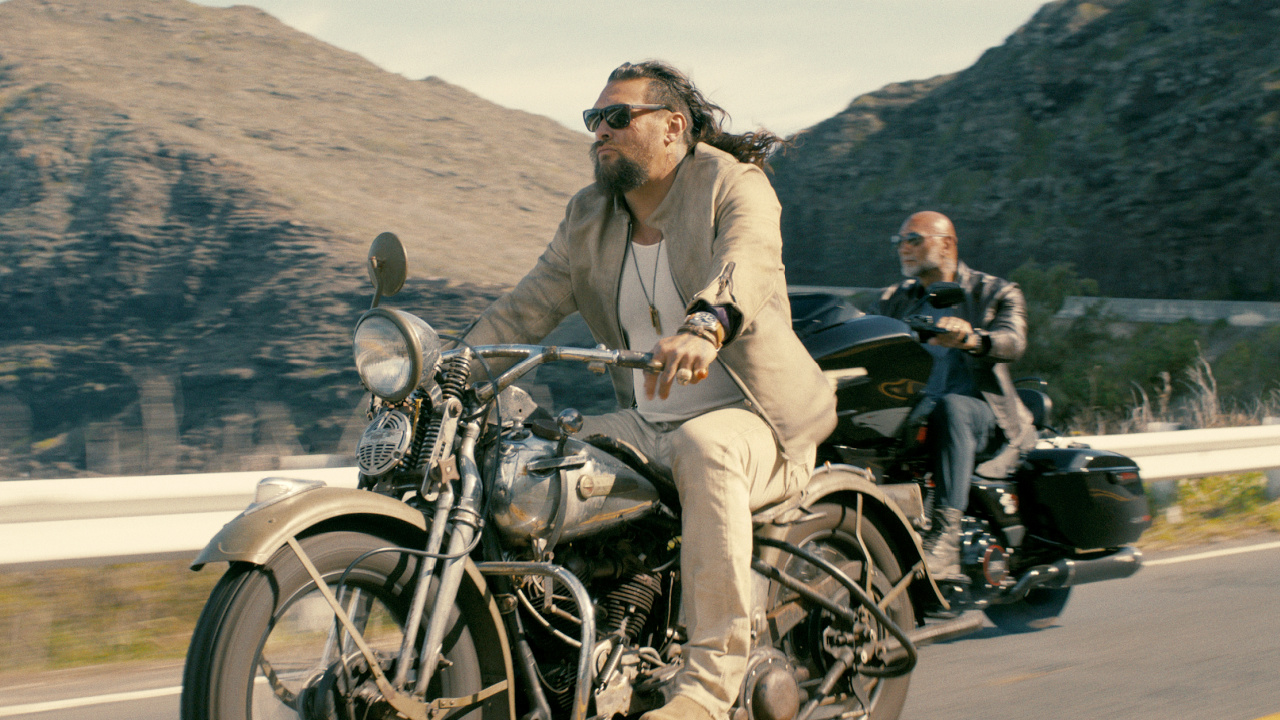 (L to R) Jason Momoa and Dave Bautista star in 'The Wrecking Crew'. Credit: Courtesy of Prime. Copyright: © Amazon Content Services LLC.