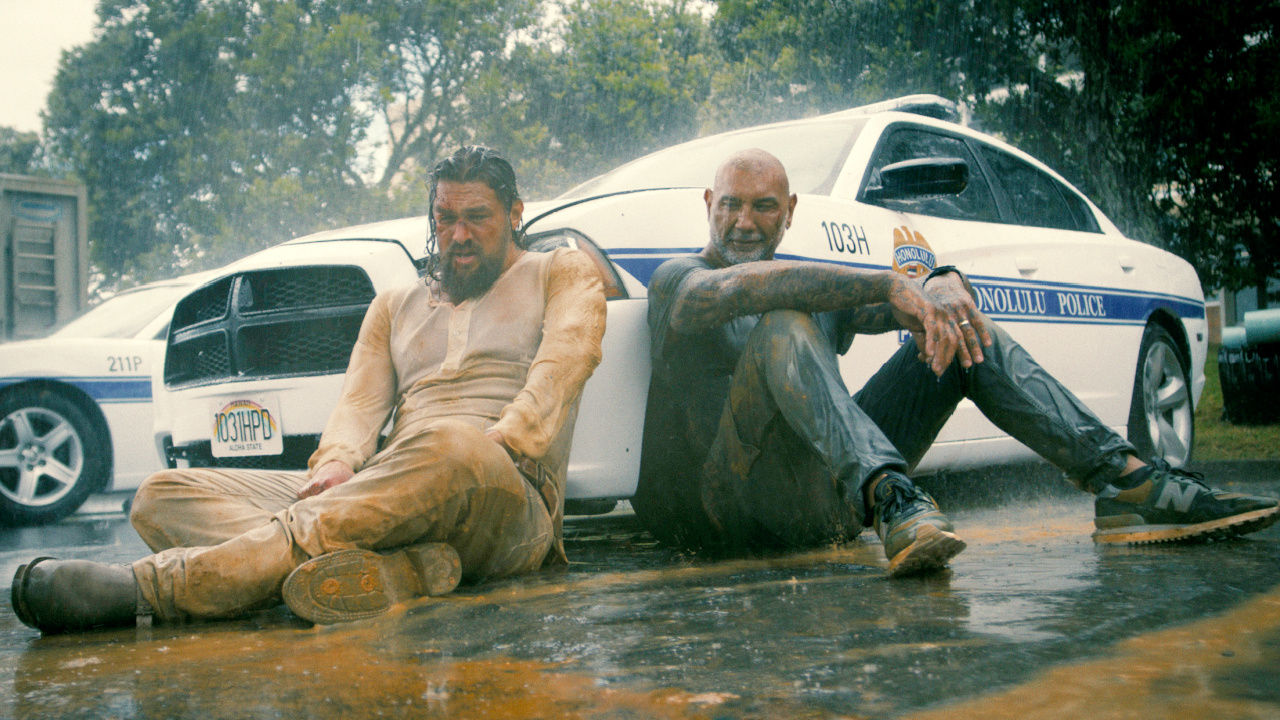 (L to R) Jason Momoa and Dave Bautista star in 'The Wrecking Crew'. Credit: Courtesy of Prime. Copyright: © Amazon Content Services LLC.
