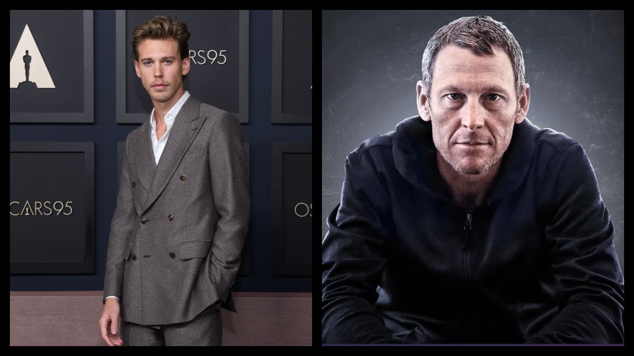 (Слева) Номинант на 95-ю премию «Оскар» Остин Батлер прибывает на обед номинантов на премию «Оскар», который проходит в Международном бальном зале отеля Beverly Hilton в понедельник, 13 февраля 2023 года. 95-я церемония вручения премии «Оскар» выйдет в эфир в воскресенье, 12 марта 2023 года, в прямом эфире на канале ABC. Автор/поставщик: Майкл Яда / ©AMPAS Авторские права: ©AMPAS (справа) Лэнс Армстронг в фильме «30 из 30: Лэнс». Фото: ESPN.