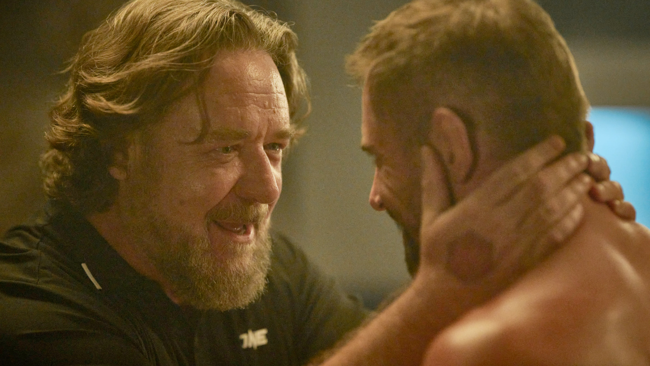(L to R) Russell Crowe and Daniel MacPherson in 'Beast'. Photo: Lionsgate.