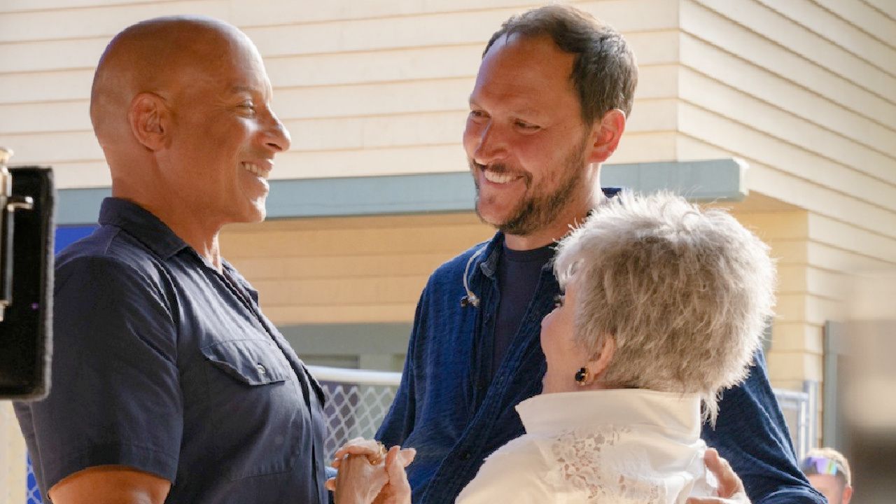 (L to R) Vin Diesel, Director Louis Leterrier and Rita Moreno on the set of 'Fast X.'