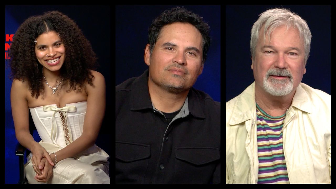 (L to R) Zazie Beetz, Michael Peña and director Gore Verbinski discuss 'Good Luck, Have Fun, Don't Die'.